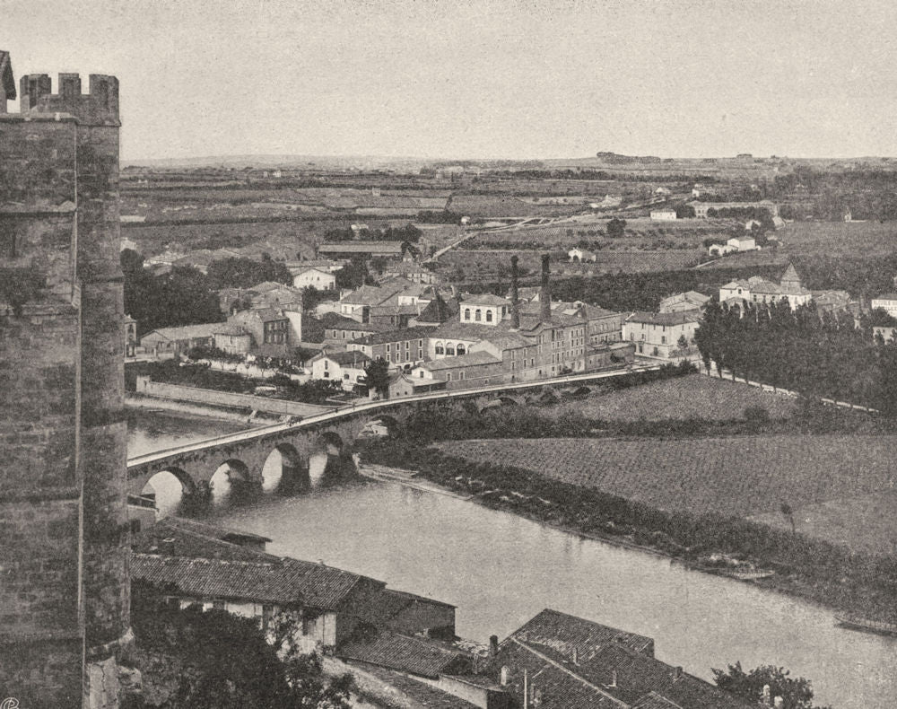 HÉRAULT. L'Orb, à Béziers 1902 old antique vintage print picture